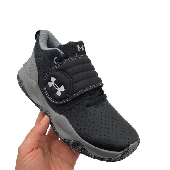 Under Armour Youth Boys Basketball Shoes Size 4Y Gray Black Lace Up Sneakers - Picture 4 of 16